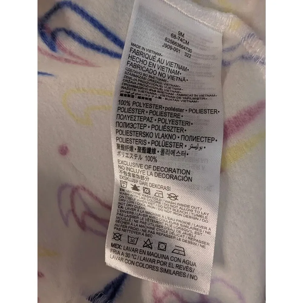 Nike Girls Infant Sleepwear, Nike Check Logo Fleece Sleeper, Sz 9 mos